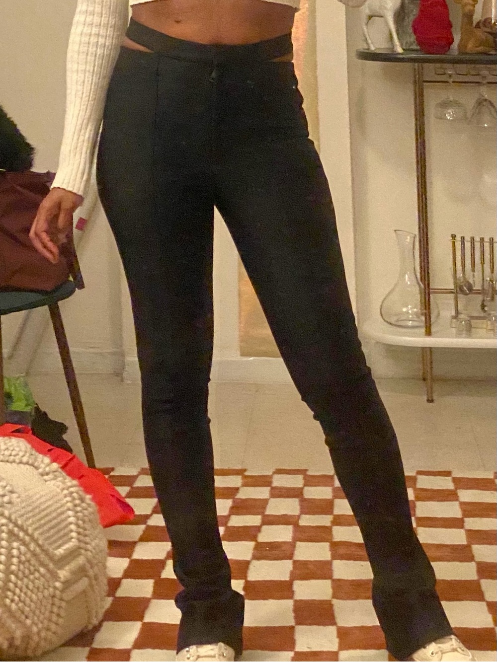 Mugler Black High-Rise Leggings with Waist Cutout